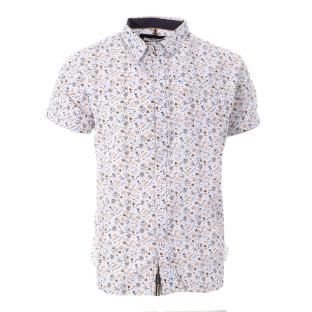 Chemise Blanc/Marine à Motifs Homme RMS26 4785 pas cher