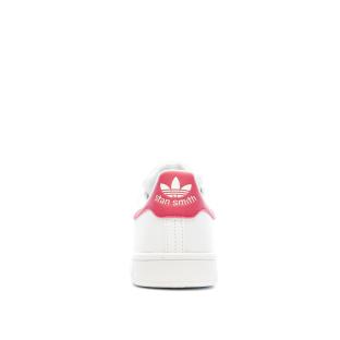 Baskets Blanches/Roses Fille Adidas Stan Smith J vue 3