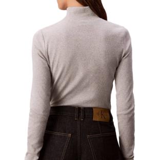 T-Shirt Col Roulé Gris Femme Calvin Klein Jeans Label vue 0