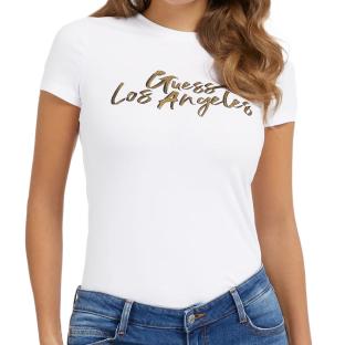 T-shirt Blanc Femme Guess Gold pas cher