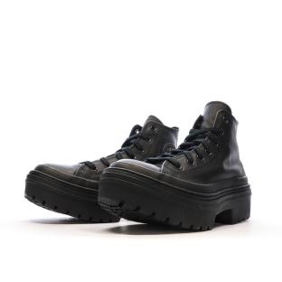 Baskets Noires Femme Converse Leather vue 6