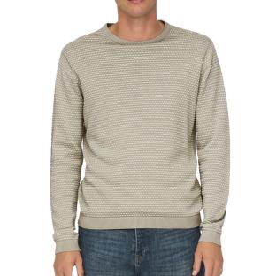 Pull Beige Homme Only & Sons Tapa Reg 12 pas cher