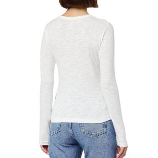 T-Shirt Manches Longues Blanc Femme Superdry Henley vue 2