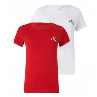 Lot de 2 T-shirts Blanc/Rouge Femme Calvin Klein Jeans Monologo pas cher
