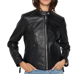 Veste en Cuir Noir Femme Schott Lola vue 0