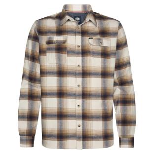Chemise Carreaux Marron/Beige Homme Petrol Industries Sleeve Check pas cher