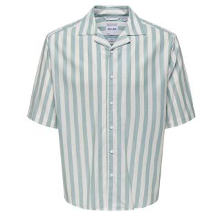 Chemise Rayures Blanche/Vert Homme Only & Sons Stes pas cher