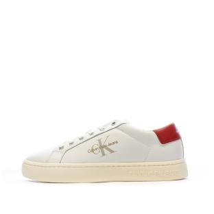 Baskets Blanc/Rouge Homme Calvin Klein Jeans YM0YM00491 pas cher