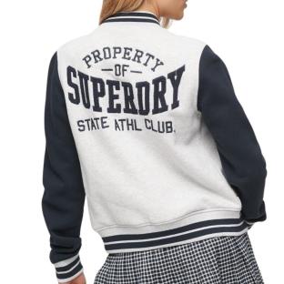 Bomber Gris Femme Superdry College Scripted vue 2