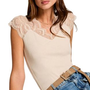 T-Shirt Beige Femme Morgan Dentelle pas cher