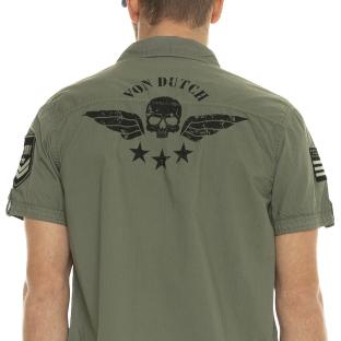 Chemise Kaki Homme Von Dutch Popline vue 2