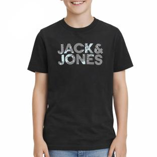 T-shirts Noir Garçon Jack & Jones Corp Splash vue 0