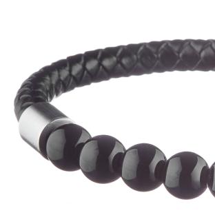 Bracelet Cuir Tréssé Noir Homme Geographical Norway SG-315004 vue 3