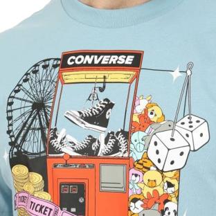 T-shirt Bleu Homme Converse Claw Machine vue 2