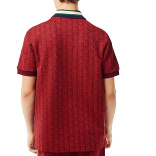 Polo Rouge Homme Lacoste Classic Monogram Jacquard vue 0
