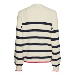 Pull Écru/Marine Femme Pieces Mock Neck Knit vue 2