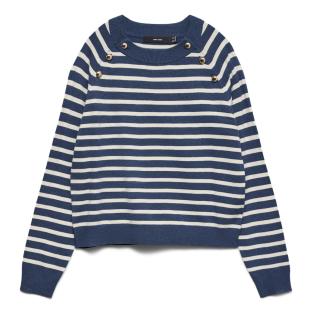 Pull Bleu/Beige Femme Vero Moda Happy pas cher
