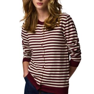Gilet Bordeaux/Blanc Femme Pieces Nora vue 0