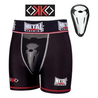 Short de boxe Noir/Rouge Homme Metal Boxe Shorty Extra Cup vue 0