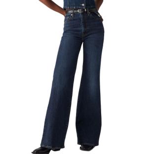 Jean Bleu Brut Femme Levi's Ribcage Bells Med Indigo pas cher
