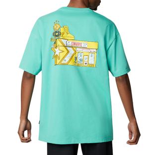 T-shirt Turquoise Homme Converse Sneaker vue 2