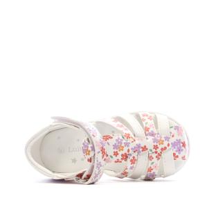 Sandales Blanc/Rose Fille Lulu Castagnette Lorya vue 0