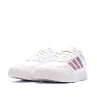 Baskets Blanc/Rose Enfant Adidas Tensaur vue 0