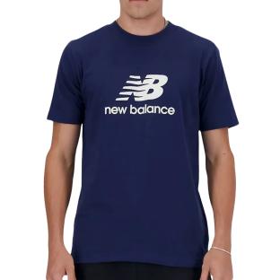 T-shirt Marine Homme New Balance Stacked Logo pas cher