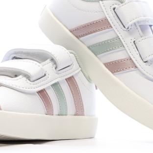 Baskets Blanches/Roses/Grises Fille Adidas Court 3.0 vue 7