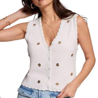 Gilet Sans Manches Blanc/Doré Femme Morgan MCLARI pas cher