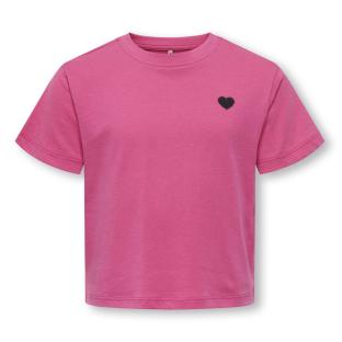 T-shirt Rose Fille Kids ONLY Maiken Life Heart pas cher