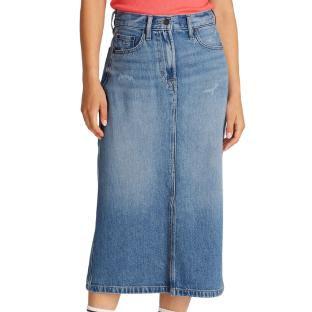 Jupe Longue Bleu Femme Tommy Hilfiger Claire pas cher