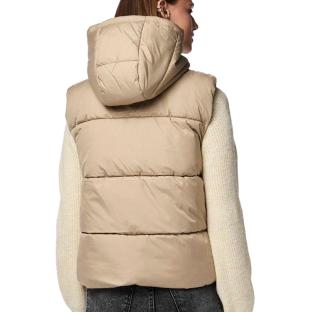 Doudoune sans manches Beige Femme Pieces New Short vue 2