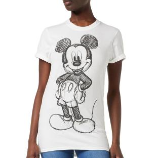 T-Shirt Blanc Femme Disney Mickey Forward Sketch vue 0