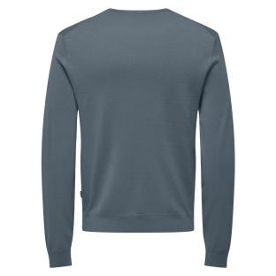 Pull Bleu Gris Homme Only & Sons Life Crew Knit vue 0
