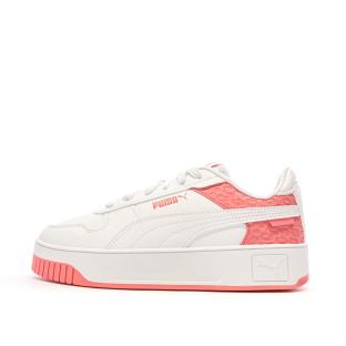 Baskets Blanches/Roses Fille Puma Carina Street Wild pas cher