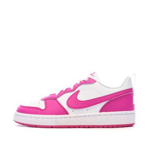 Baskets Blanches/Roses Fille Nike Court Borough pas cher