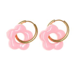 Boucles Oreilles Rose Opaque Femme Clio Blue Fleurs 20mm pas cher
