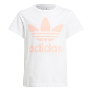 T-shirt Blanc/Rose Fille Adidas Trefoil pas cher