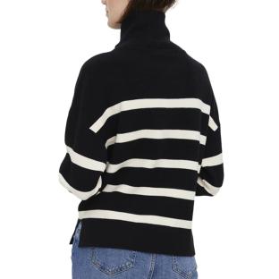 Pull Noir/beige Femme Vero Moda Saba vue 2