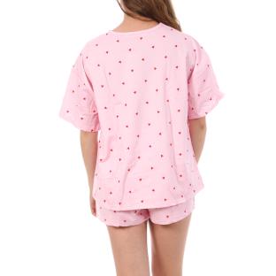 Pyjama Court Rose/Rouge Femme Lulu Castagnette Petits Cœurs vue 0