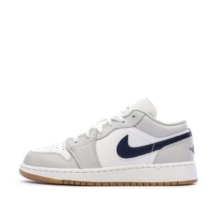 Basket Grise/Marine Garçon Nike Air Jordan 1 Low pas cher