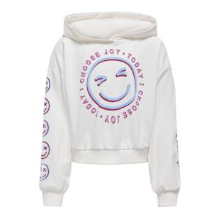 Sweat à Capuche Blanc Fille Kids ONLY Smile Life pas cher