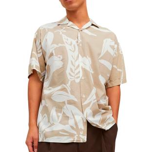 Chemise Blanche/Beige Garçon Jack & Jones Tropic pas cher