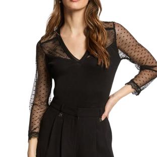 T-Shirt Manches Longues Noir Femme Morgan THAISA pas cher
