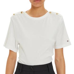 T-Shirt Blanc Femme Tommy Hilfiger Reg Stripe Gold pas cher