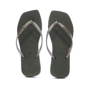 Tongs Kaki Femme Havaianas Hav Square Logo vue 3