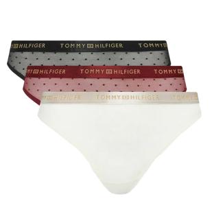Lot de 3 Strings Blanc/Rouge/Noir Femme Tommy Hilfiger Thong pas cher