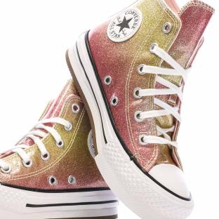 Baskets Rose/Jaune Fille Converse All Star Eva vue 7