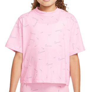 T-Shirt Rose/Blanc Fille Nike Boxy pas cher